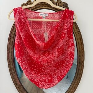 Red Bandana-Print Drape Neck Top NWT
